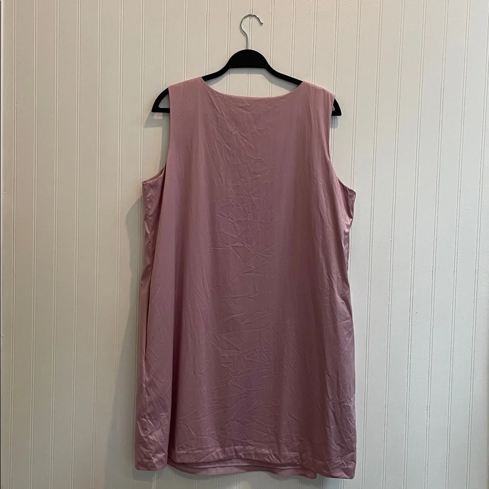 THEORY Easy Sleeveless Sheath Dress in Pink Lilac Cotton Chintz Size XL